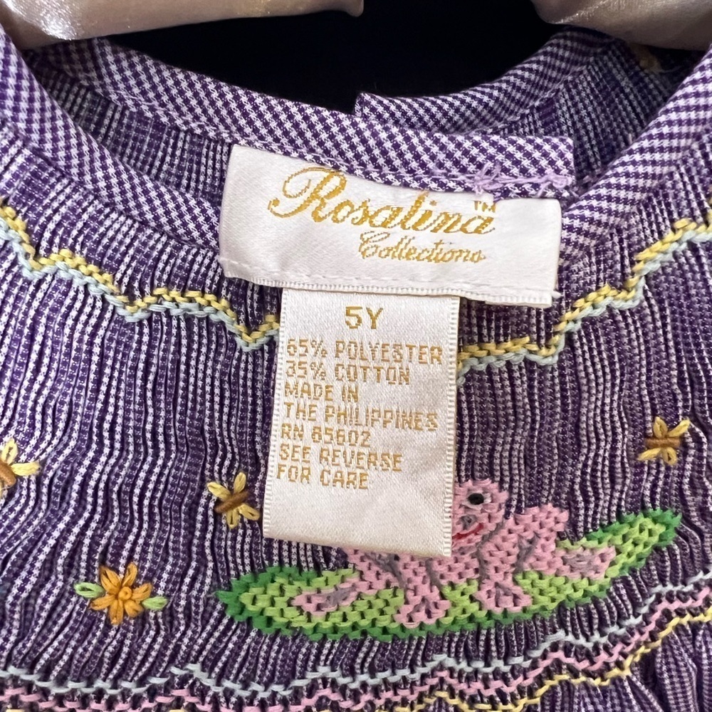 GIRLS ROSALINA SMOCKED BISHOP STYLE DRESS 5Y NWT - Picture 6 of 12